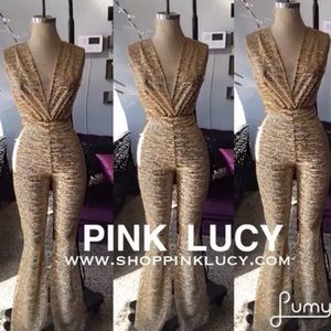 “Gold Goddess” Pink Lucy Jumpsuit